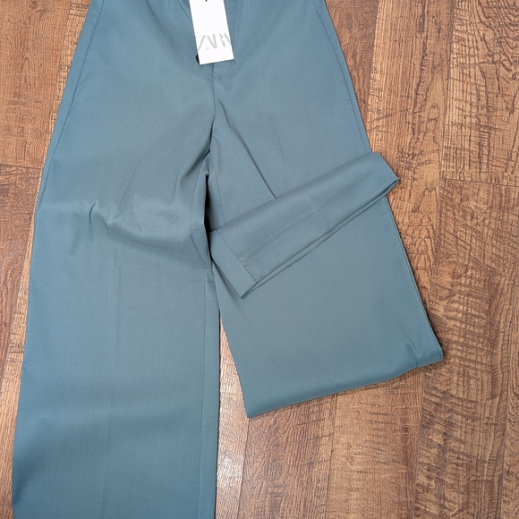 ZARA Teal Straight Leg Trousers - Picture 4 of 5